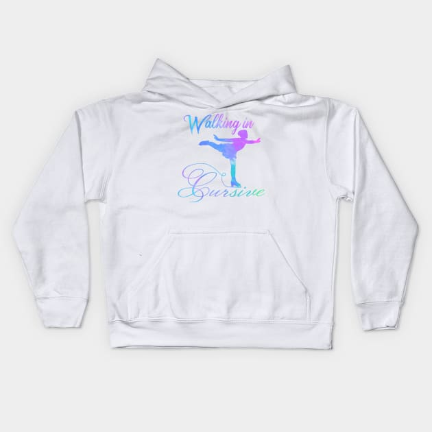 Walking in Cursive (figure skating) Kids Hoodie by Becky-Marie